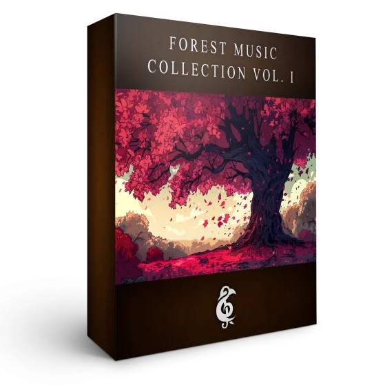 A 3D render of an album box labeled Forest Music Collection Vol. I. Published by Michael Ghelfi Studios (MGS).