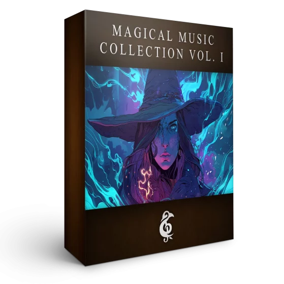 A 3D render of an album box labeled Magical Music Collection Vol. I. Published by Michael Ghelfi Studios (MGS).