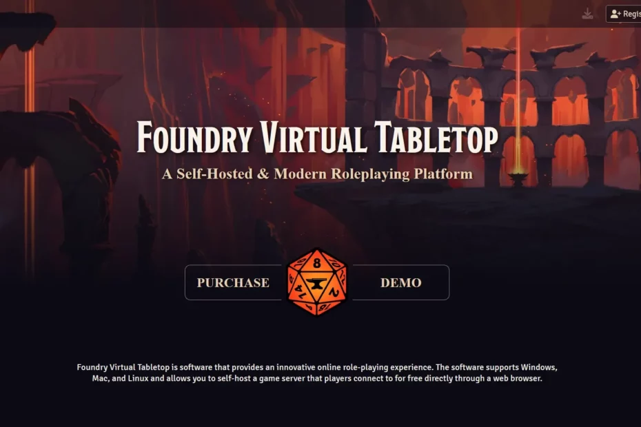 A screenshot of the FoundryVTT's homepage.