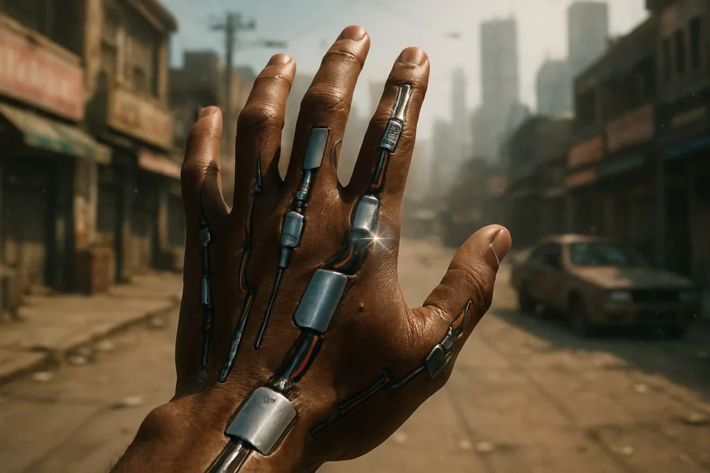 An organic hand infused with machinery.