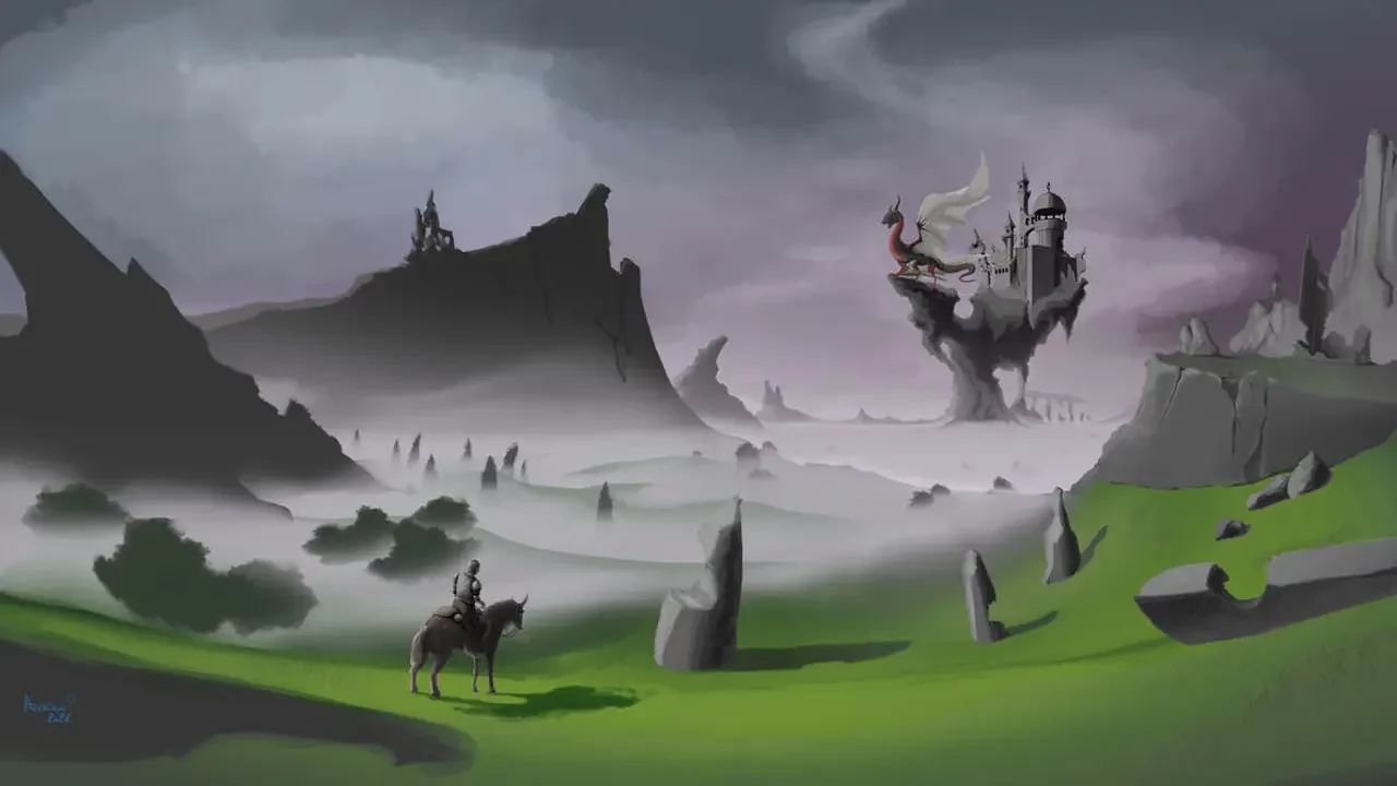 dark-fantasy-landscape A digital artwork of a dark fantasy landscape. Themes of one-shot adventures in D&D/TTRPG.
